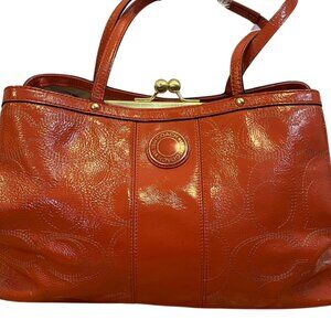Coach Patent Leather Kiss Lock Carryall